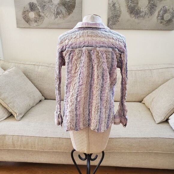 Free People High Tide Multistripe Shirt sz Large - Picture 6 of 10